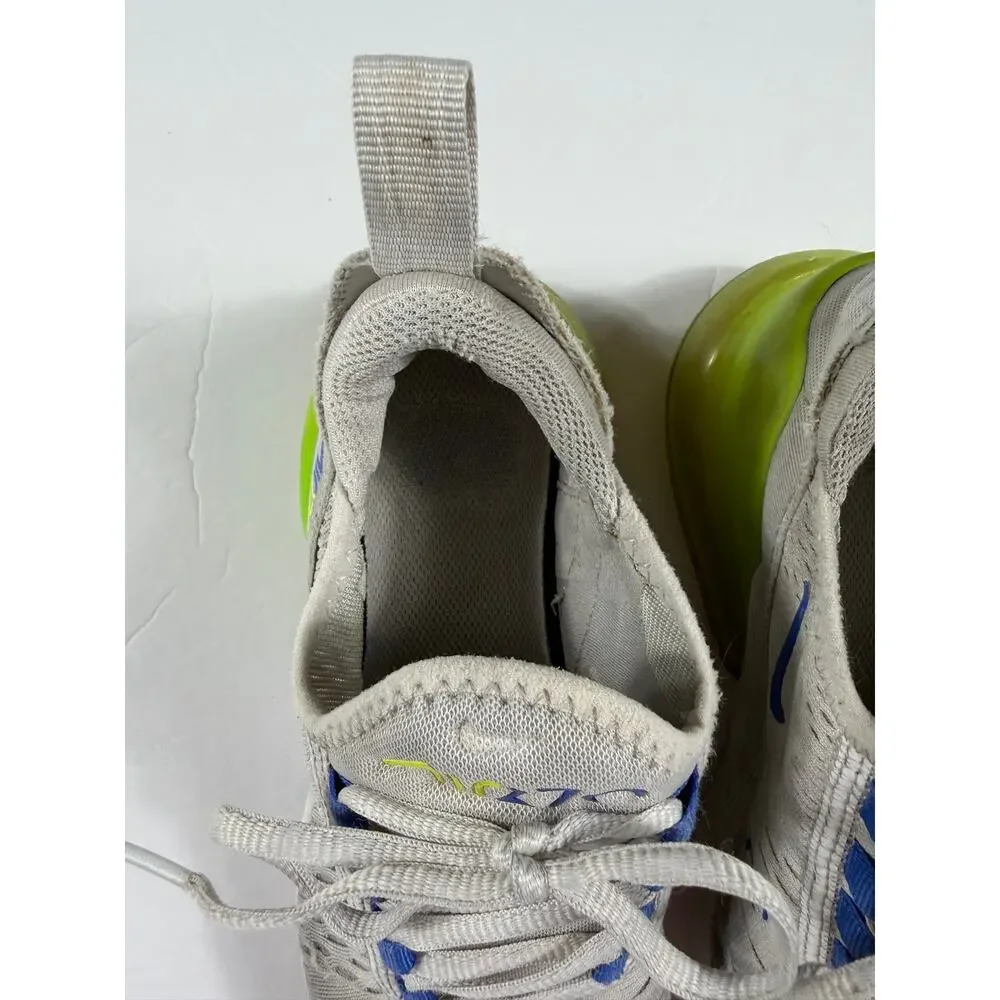Nike Air Max 270 White Volt Astronomy Blue Sneakers Size 4 youth
